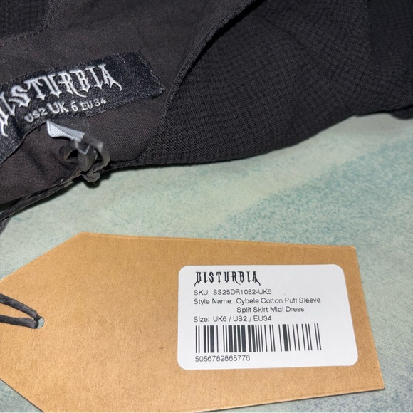 NWT Copia Moth Embroidered Cotton Puff Sleeve Split Skirt Midi Dress size 2 - Picture 9 of 9